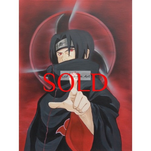 Naruto Itachi Red Canvas Painting